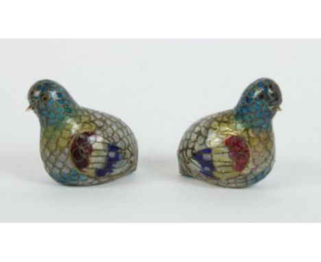 Early C20th Continental Plique a Jour enamel quail, H3cm 