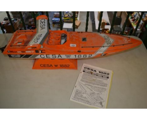 Cesa 1882 radio controlled offshore racing boat model with instruction manual. A/F 