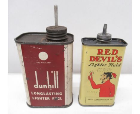 Dunhill Longasting Lighter Fuel square can &amp; Red Devils Lighter Fluid square can (2) 