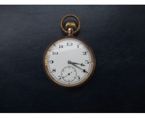 Pocket watch with hand winder, in rolled gold, with a guaranteed 10 years of wear inscribed inside, maker unknown with regist