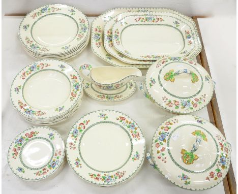 A SPODE ROYAL JASMINE EARTHENWARE STRATHMERE PATTERN DINNER SERVICE, IMPRESSED AND PRINTED MARKS 