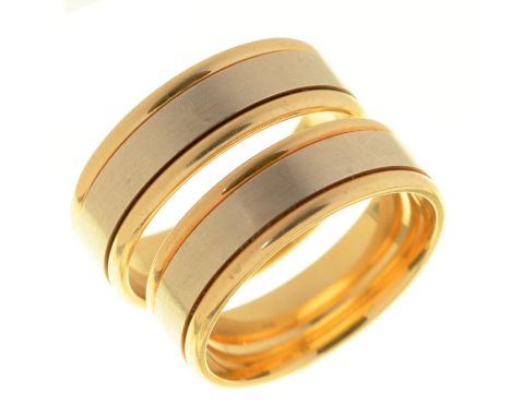 TWO GOLD WEDDING RINGS, MARKED 585, 15.5G, SIZES R AND S ½ 