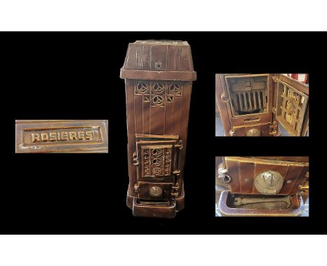 Wood Burner/Stove Calcar No. 15 Rosieres. Rosieres Calcar Cast iron Art Deco circa 1930, in glazed caramel finish. Complete, 