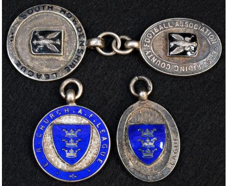 Sport - Football - a George V silver and enamel medal fob, E R Church A F League, 1932-33 season, Birmingham 1932; others, So