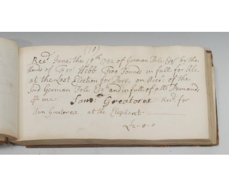 Local Interest - The Radbourne Hall Steward's Account Book, an 18th century manuscript, the receipt accounts of German Pole (