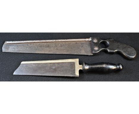 Medical - a 19th century surgeon's amputation saw, by W Pepys, [London], 25cm blade, applied 'pipe-back' spine, shaped and pi