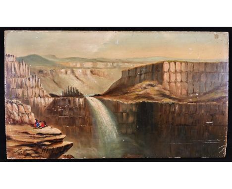 W. Hughes (American School?, early 20th century)Fall of the Peloos River, North America, the left-foreground with American In