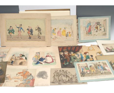 A folio of late 18th century and later prints, predominantly caricatures, a few pictures, comprising Vanity Fair: "Spy", Sir 