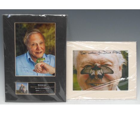 Sir David Attenborough OM (b. 1924), Natural Historian - two portrait prints with facsimile signatures, [2] 