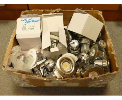 A large collection of Meridian dimmable LED12w downlights Model No COB12CW-WHI in white matt and metallic finishes