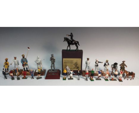 Hand Painted Metal Figures - 54mm scale, Footballers, Yeomanry Miniatures "Dick Turpin Highwayman", boxed;  Asset Miniatures 