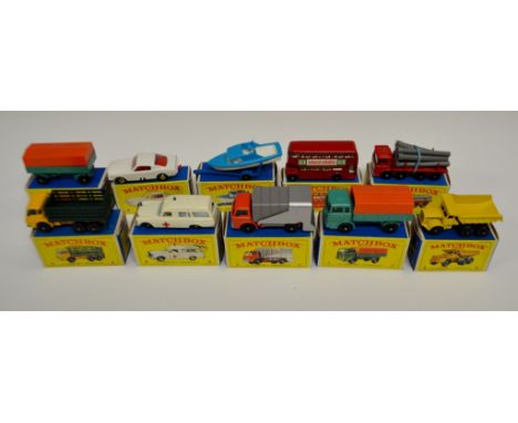 Matchbox 75s - No1e, Mercedes Truck, turquoise body, orange canopy, black wheels;  No2d Mercedes Trailer, turquoise body, ora