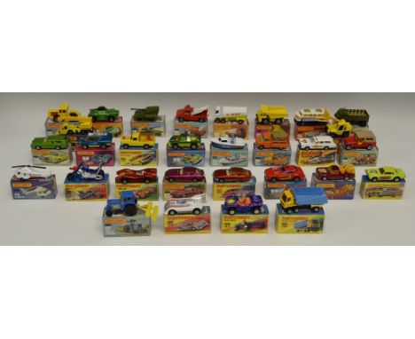 Matchbox 75s - No46f Ford Tractor & Harrow;  No47c Beach Hopper;  No48f Sambron Jacklift;  No49d Crane Truck;  No50d Articula