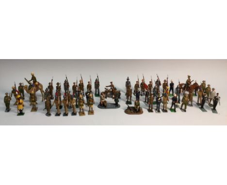 Hand Painted Metal Soldiers 54mm and 60mm scale, Fusilier's Miniatures Motorcycle and Dispatch Rider, marked Fus Min;  anothe