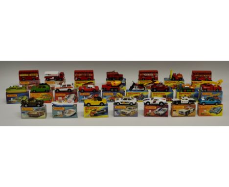 Matchbox 75s - No1g Dodge Challenger;   No2f Rescue Hovercraft;  No3e Porche Turbo;  No4f Pontiac Firebird;  No5f Seafire Mot