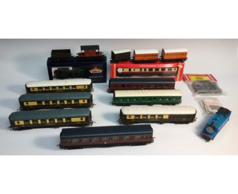 OO Gauge - a Bachmann 32-201 0-6-0 Pannier Tank Locomotive, G W R green livery No 7702, boxed;  Hornby R443 BR Ex LMS 3rd cla
