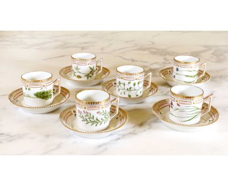 A Royal Copenhagen 'Flora Danica' coffee service, consisting of: 18 coffee cans, 7cm high, 18 saucers, 14cm diameter, 12 side
