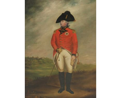 After Sir William Beechey Portrait of King George III, full length, in the uniform of a General Officer, in a landscapeoil on
