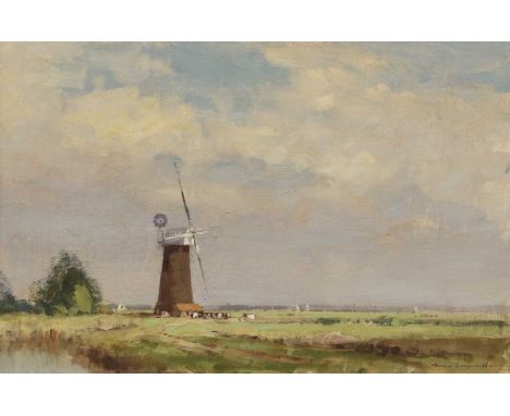 *James Longueville (b.1942)Windmill on Thurne, Norfolk Broadssigned 'James Longueville' l.r., oil on board40 x 50cm  *Artist'