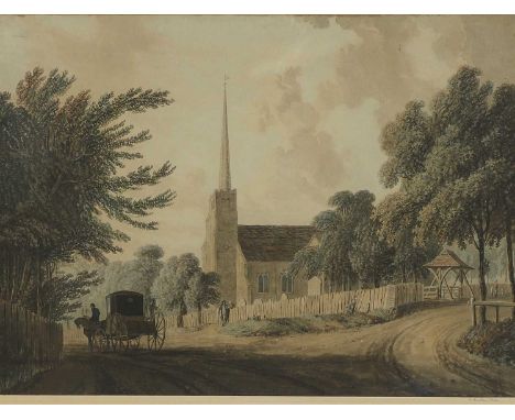 Samuel Hieronymus Grimm (Swiss, 1733-1794)Beckenham Church, Kent, with a horse-drawn carriagewatercolour37.5 x 53.5cmConditio