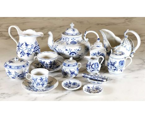 An extensive Meissen Onion pattern blue and white dinner and tea service, plus extra pieces, comprising over 250 individual p