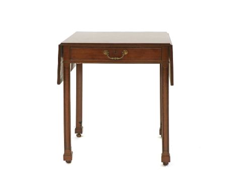 A George III Chippendale Period mahogany Pembroke games table,the rectangular top above a single cockbeaded drawer with a par