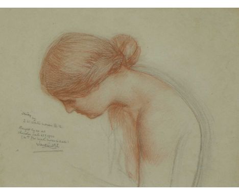 John William Waterhouse RA (1849-1917)Study for 'Psyche opening the Golden box'black and red chalk22.5 x 30.5cmInscribed by a