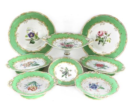 An extensive Wedgwood pottery dessert service,mid-19th century, comprising:a tall tazza, 34cm wide, 27cm high.2 serving plate