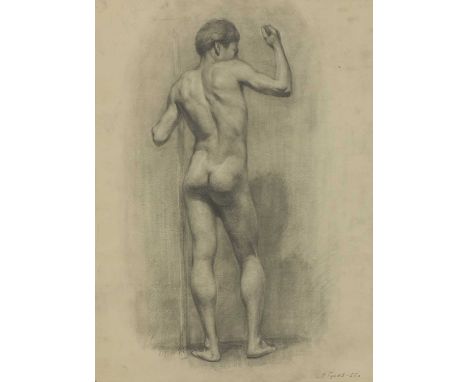 Yuri Gusev (Russian, 1928-2012)Young standing male nudesigned and dated '55 l.r., pencil 61 x 45cmCondition report: The paper