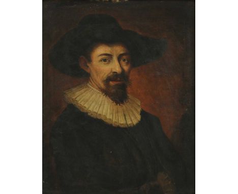 Dutch School, 19th centuryPortrait of a gentleman in 17th century costume, half lengthoil on panel50 x 38cmCondition report: 
