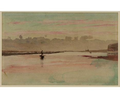 William Lionel Wyllie RA (1851-1931)'Low water, early morning'watercolour14 x 23cmProvenance: With Royal Exchange Art Gallery