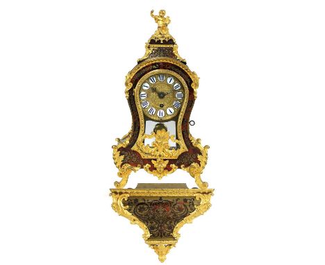 A French Louis XV tortoiseshell, brass and ormolu-mounted bracket clock,18th century and later, in the manner of André-Charle