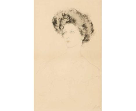 Paul César Helleu (French, 1859-1927)Alexandra of Denmarkdrypoint, signed in pencilplate 54.5 x 33.5cmCondition report: A lar