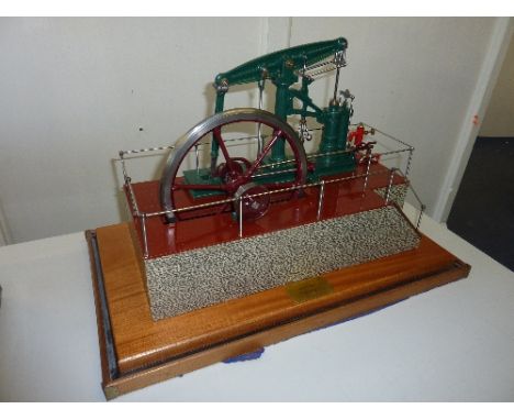 A LIVE STEAM MODEL OF A SINGLE CYLINDER BEAM ENGINE, not tested, no makers marks except plaque which states the model was bui