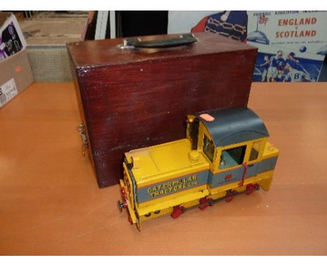 A LARGE SCALE (16MM) O-6-0 DIESEL SHUNTING LOCOMOTIVE, Caterpillar Tractors Ltd, No.4, in yellow, grey and black livery, scra