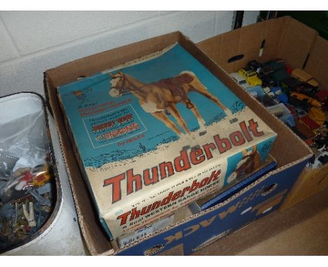 A COLLECTION OF BOXED AND UNBOXED MARX JOHNNY WEST ITEMS, to include boxed 'Thunderbolt' horse and accessories, No.2061 and u