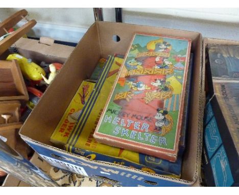 A COLLECTION OF VINTAGE BOXED GAMES, to include Chad Valley 'Bandit' shooting game, Chad Valley 'Mickey Mouse' Helter Skelter