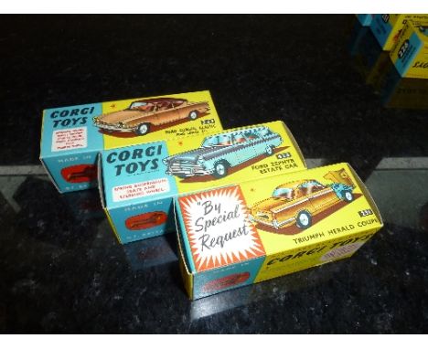 THREE BOXED CORGI TOYS CARS, Triumph Herald Coupe, No.231, Ford Consul Classic, No.234 and Ford Zephyr Estate Car, No.424, al
