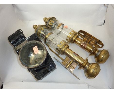 LUCAS 'KING OF THE ROAD' PENNY FARTHING LAMP, and a pair of reproduction GWR lamps (3)