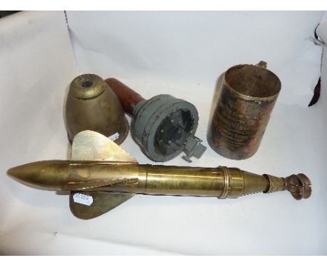 EDWARD MASSEY'S BRASS YACHT LOG, hand held naval compass and two other items (4)