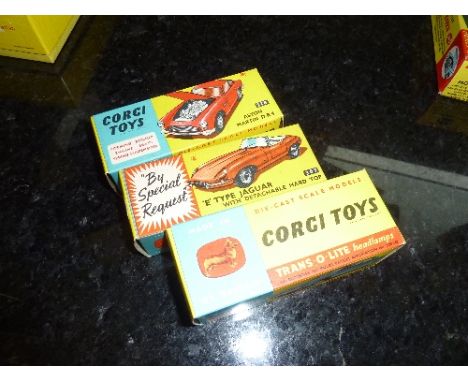 THREE BOXED CORGI TOYS CARS, Aston Martin D.B.4, No.218, Rover 2000, No.252, E Type Jaguar, No.307, complete with hard top, s