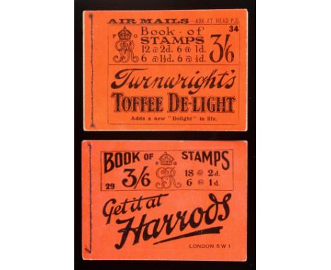 Great Britain. January 1921 3s6d booklet, edition 34 ''Turnwrights Toffee De-Light'', part used. Missing the 1/2d, 1 1/2d and