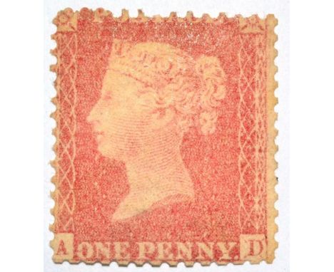 Great Britain. 1855 1d Red A-D, Plate 27. Watermark large Crown. R-entry centred to left. Good mint