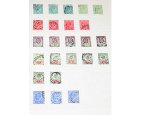Great Britain. 1902 to 1910 used collection to 1s green and carmine on loose album pages. Includes many shades. 1841 1d Red O