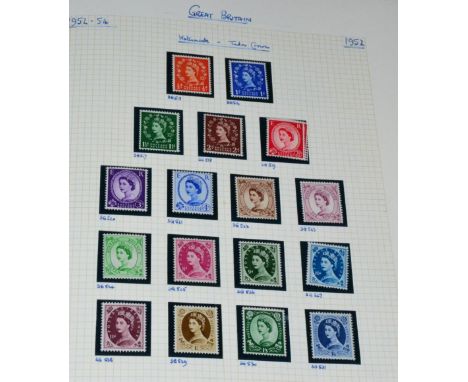 Great Britain. A QEII pre-decimal comprehensive definitive mint and used collection in a blue multi-ring album. All watermark