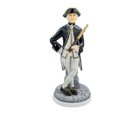 Modelled as a poised and dashing military gentleman holding a telescope. Gold accents seen throughout. Michael Sutty backstam