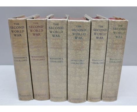 CHURCHILL, WINSTON S. "The Second World War" set of six volumes, hardback with dust wrappers, Cassell &amp; Co. Ltd., 1948, f