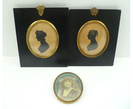 TWO 19TH CENTURY SILHOUETTES, Ladies, bust length in profile. One inscribed "Charlotte Palmer" verso. Both in ebonised frames