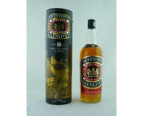 DUFFTOWN GLENLIVET Pure Malt Scotch Whisky, aged 8 years, 1 litre bottle with tube 