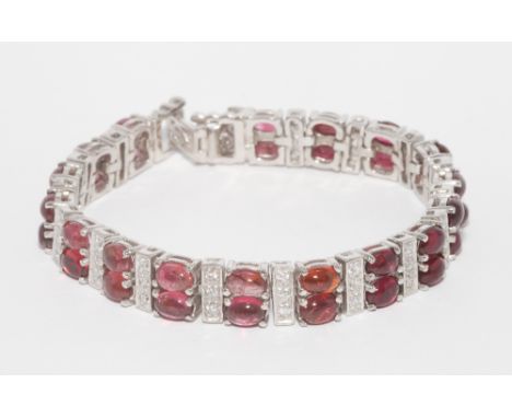 Silver ruby and paste line bracelet 